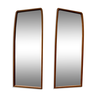 Pair of vintage teak wall mirrors - 58x21cm