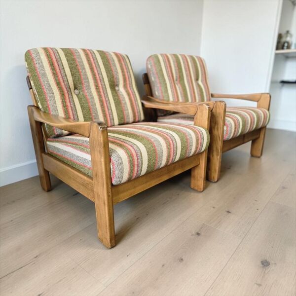 Ensemble de 2 fauteuils vintage en bois / fauteuils / sièges
