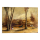 Romantic landscape with horses, oil on canvas signed R Bizet.