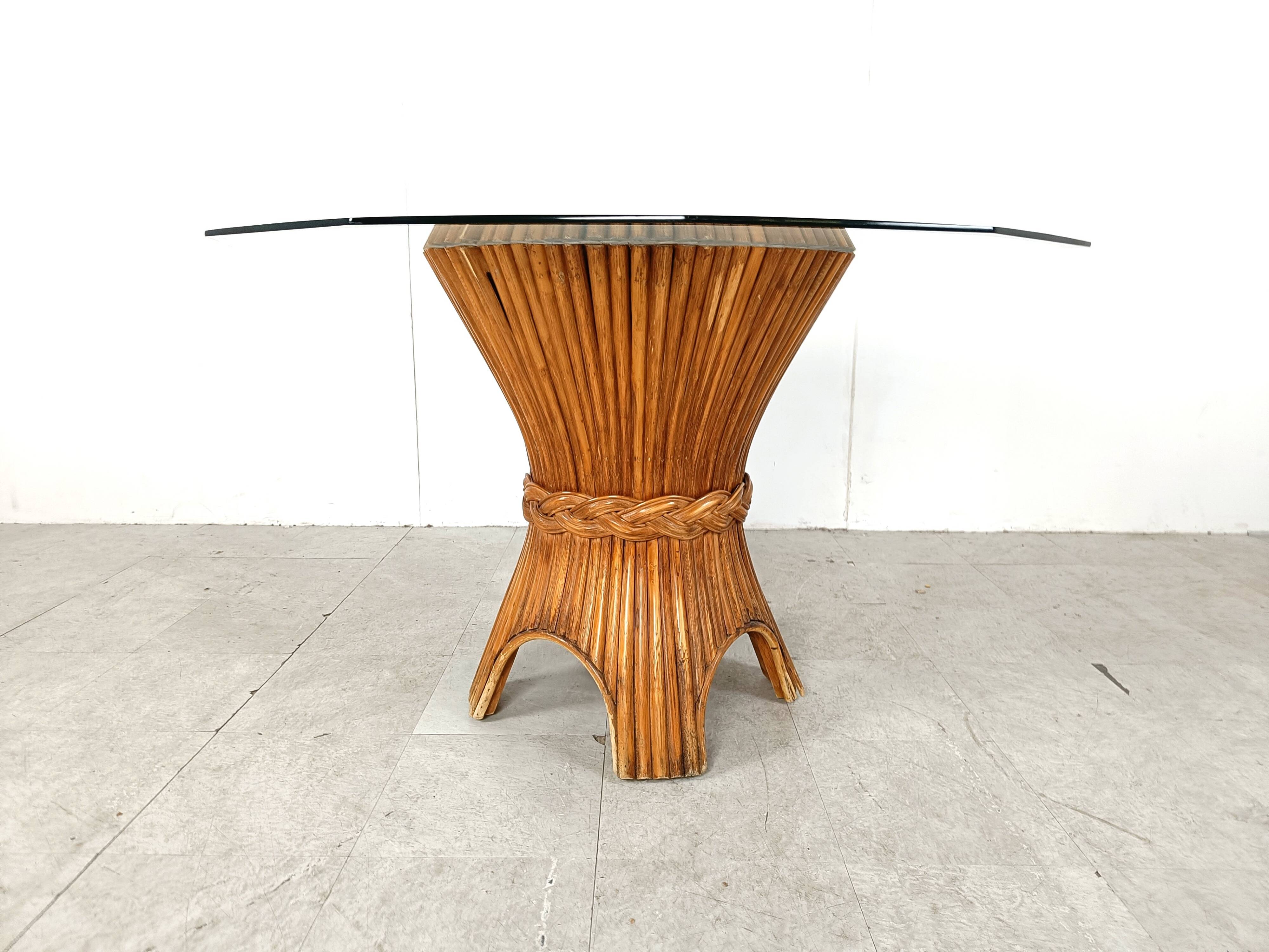 Vintage bamboo dining table, 1970s