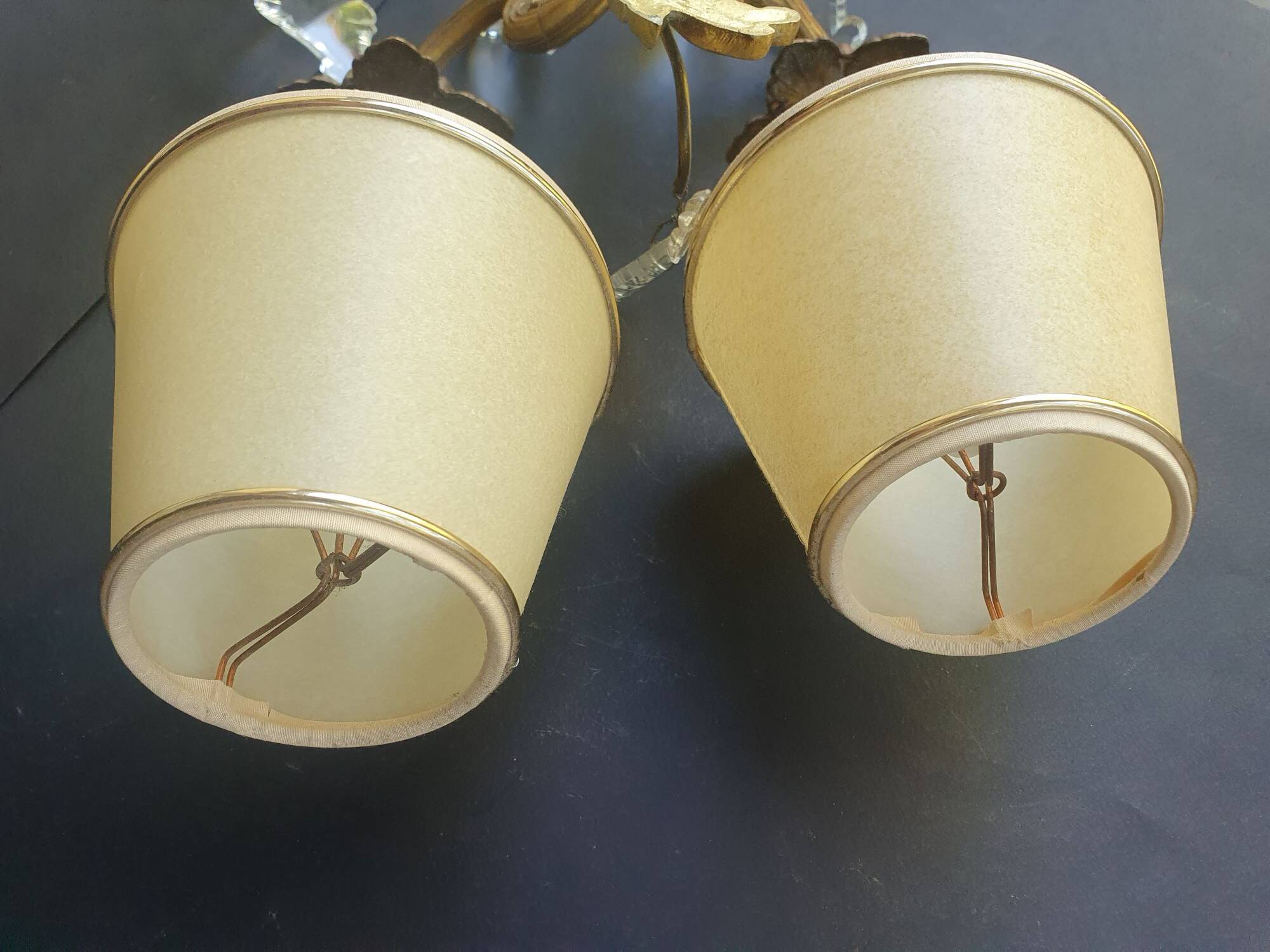 Pair of wall sconces candle holders with antique pendants