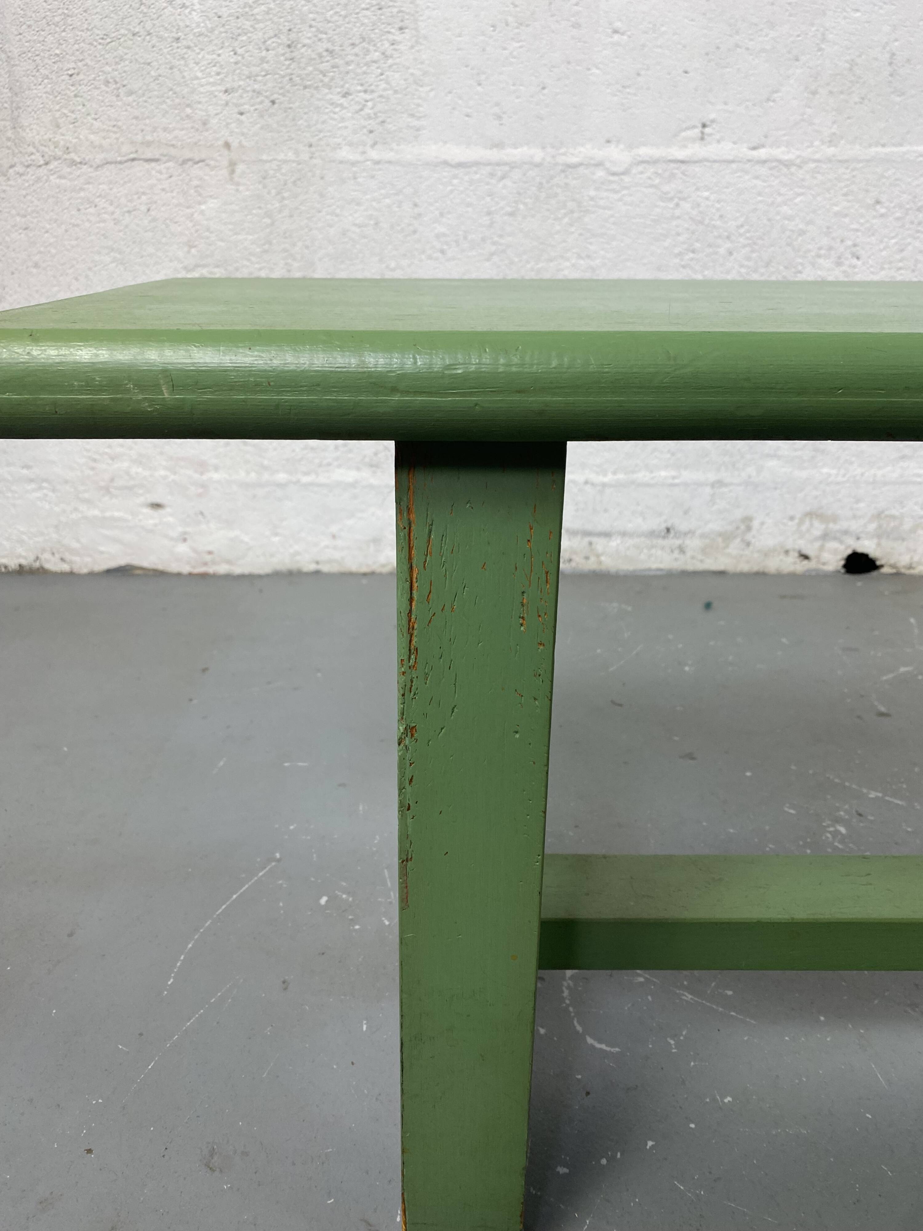 Green wooden bench
