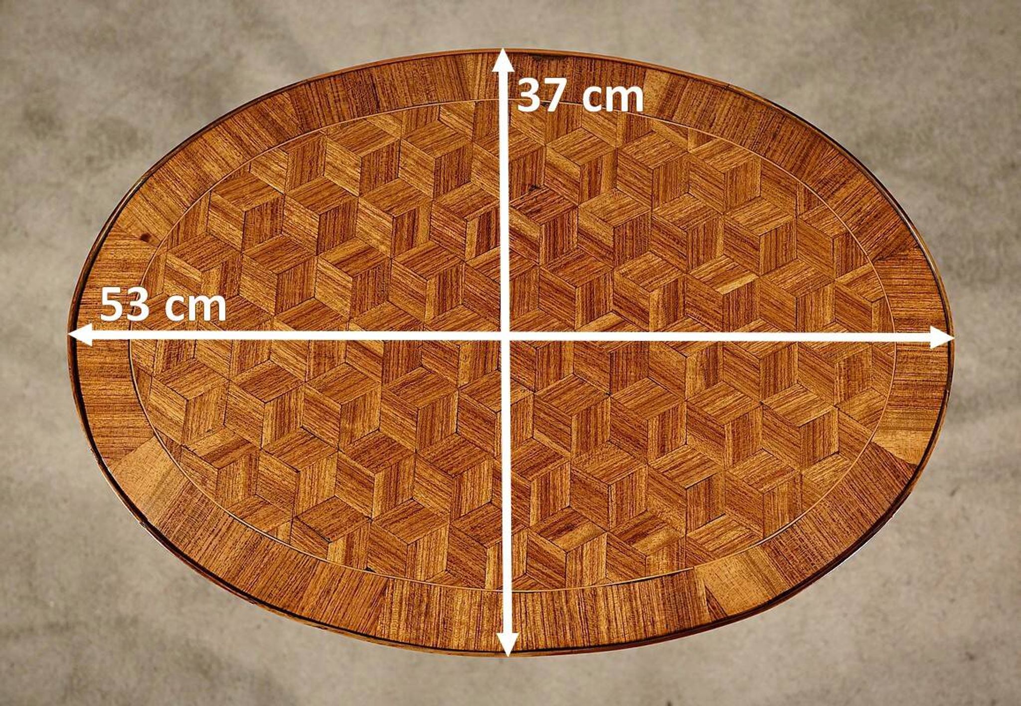 Small Marquetry Living Room Table, Louis XV / Louis XVI Transition style – 1920