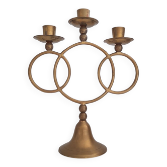 Triple brass candlestick