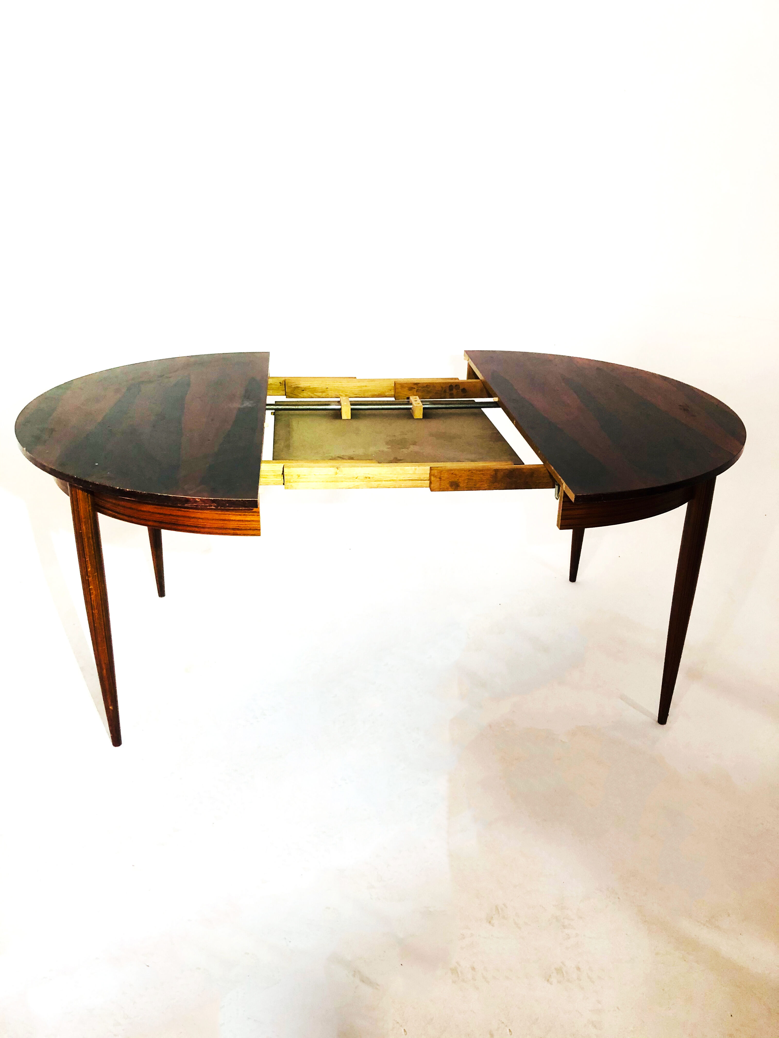 Vintage Scandinavian dining table - rosewood - extension cords