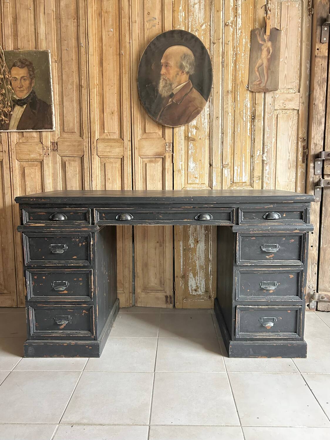 Antique desk, washbasin unit