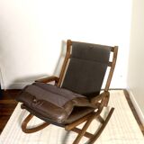 Rocking chair design Norway 1960s teak wood year 60 ref PAOLO