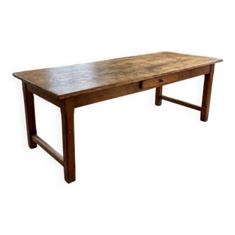 Authentic Large Antique Farm Table (223 cm) – Solid Wood & Pa