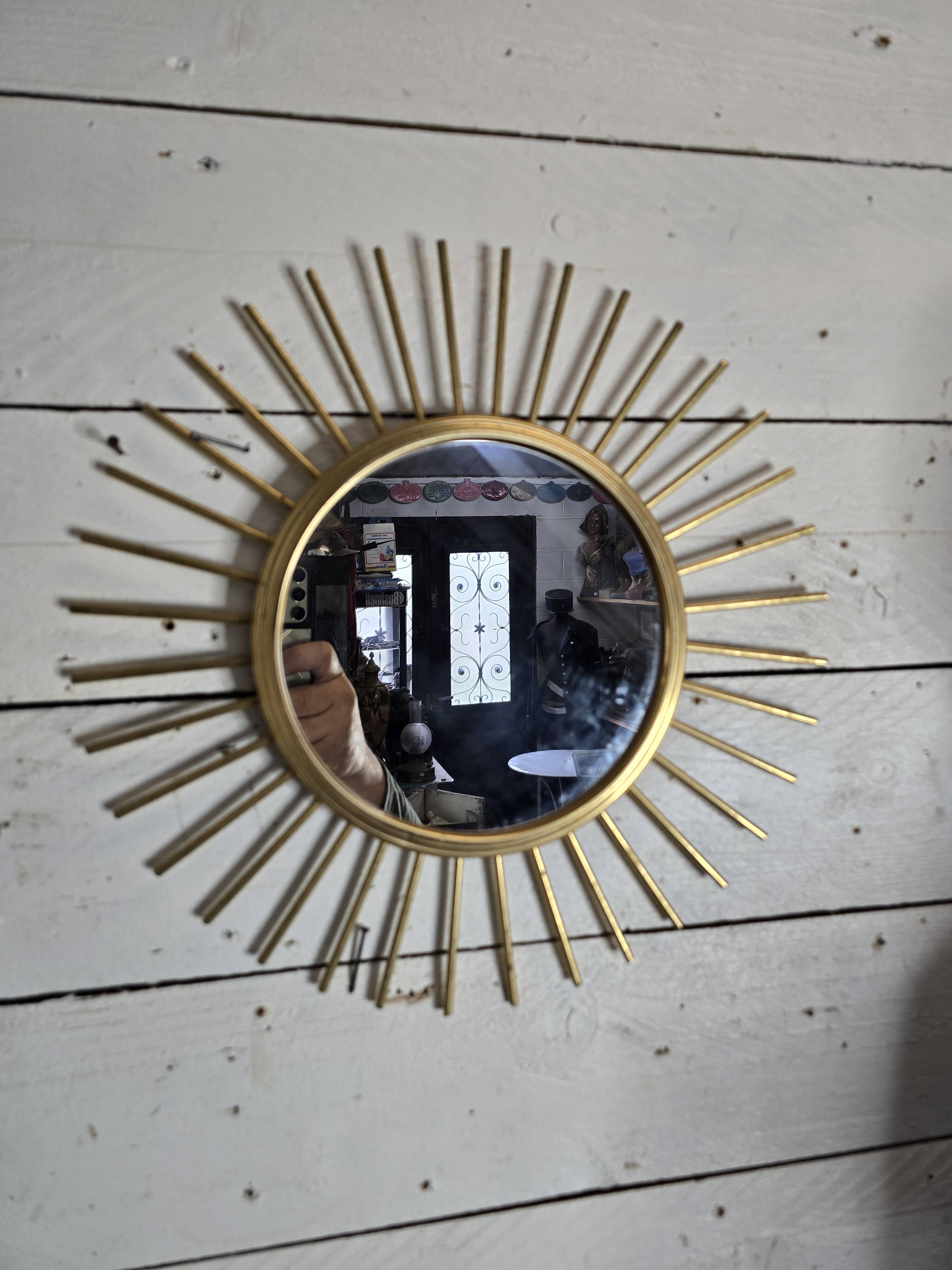 Gold metal sun mirror from the 60s