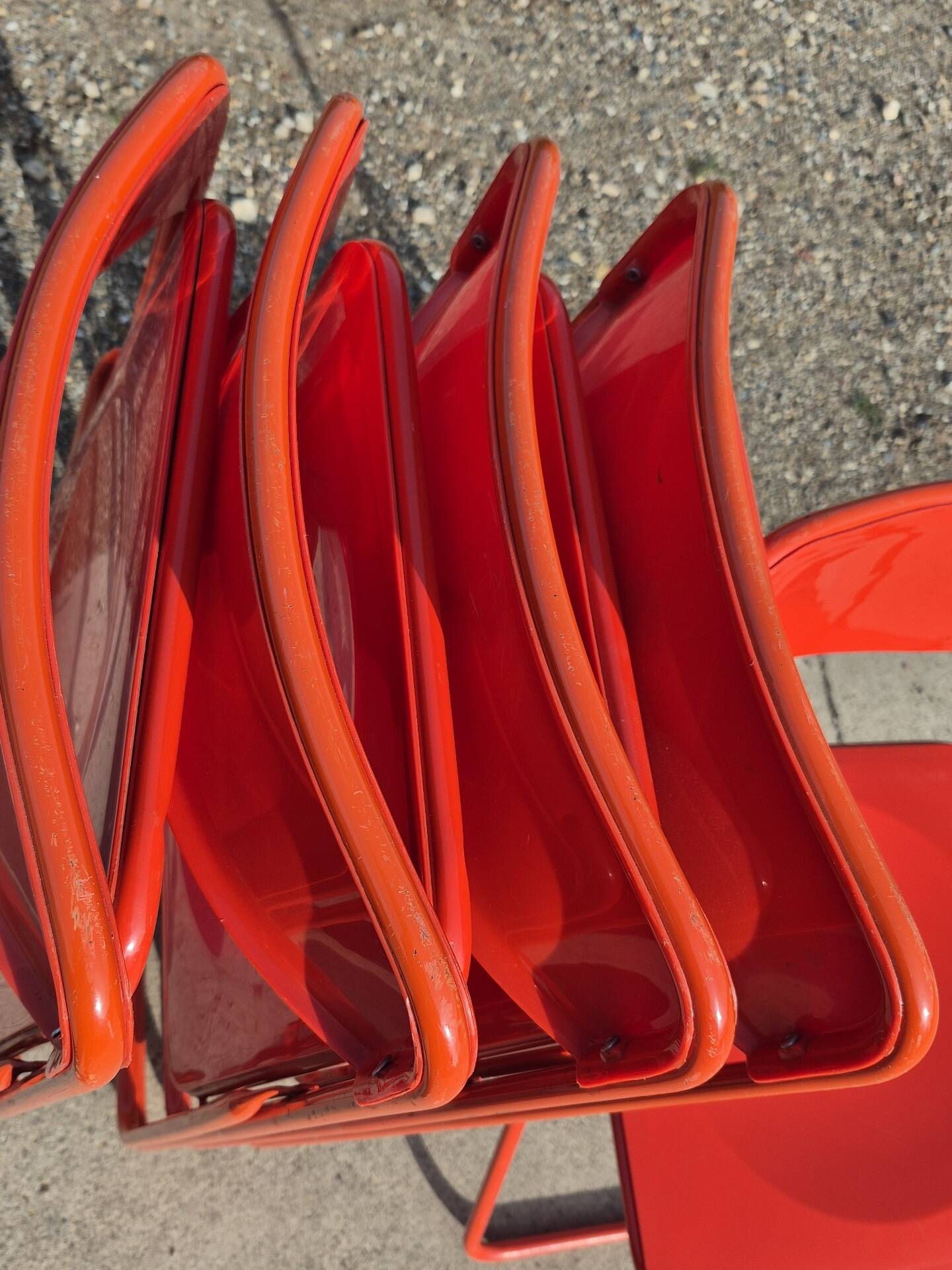 Set 5 vintage TED folding chairs IKEA red 1980s Nield Gammelgaard