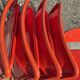 Set 5 vintage TED folding chairs IKEA red 1980s Nield Gammelgaard