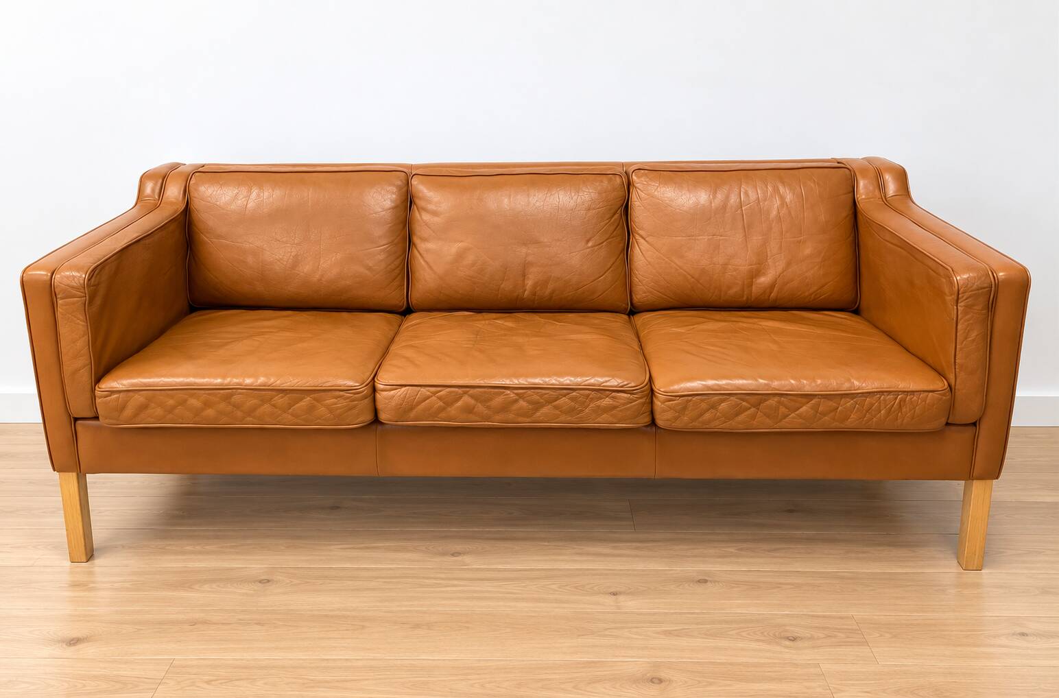 Vintage Danish mid-century 3-person Stouby sofa in cognac leather, 1960s