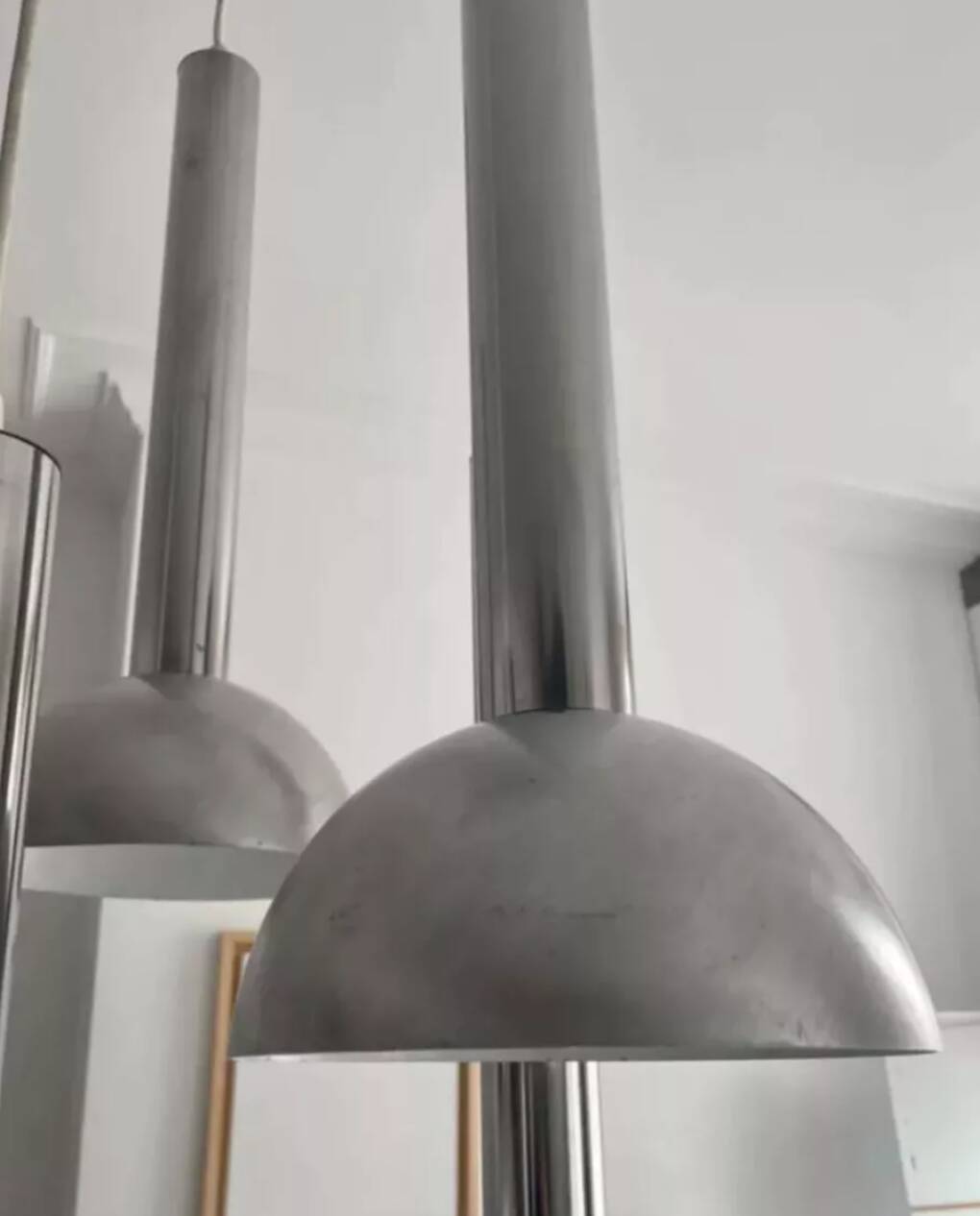 Vintage chrome and brushed metal suspension France 1970