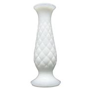 Latticino mid-century modern vase, white glass, Ząbkowice, Poland, 1970s