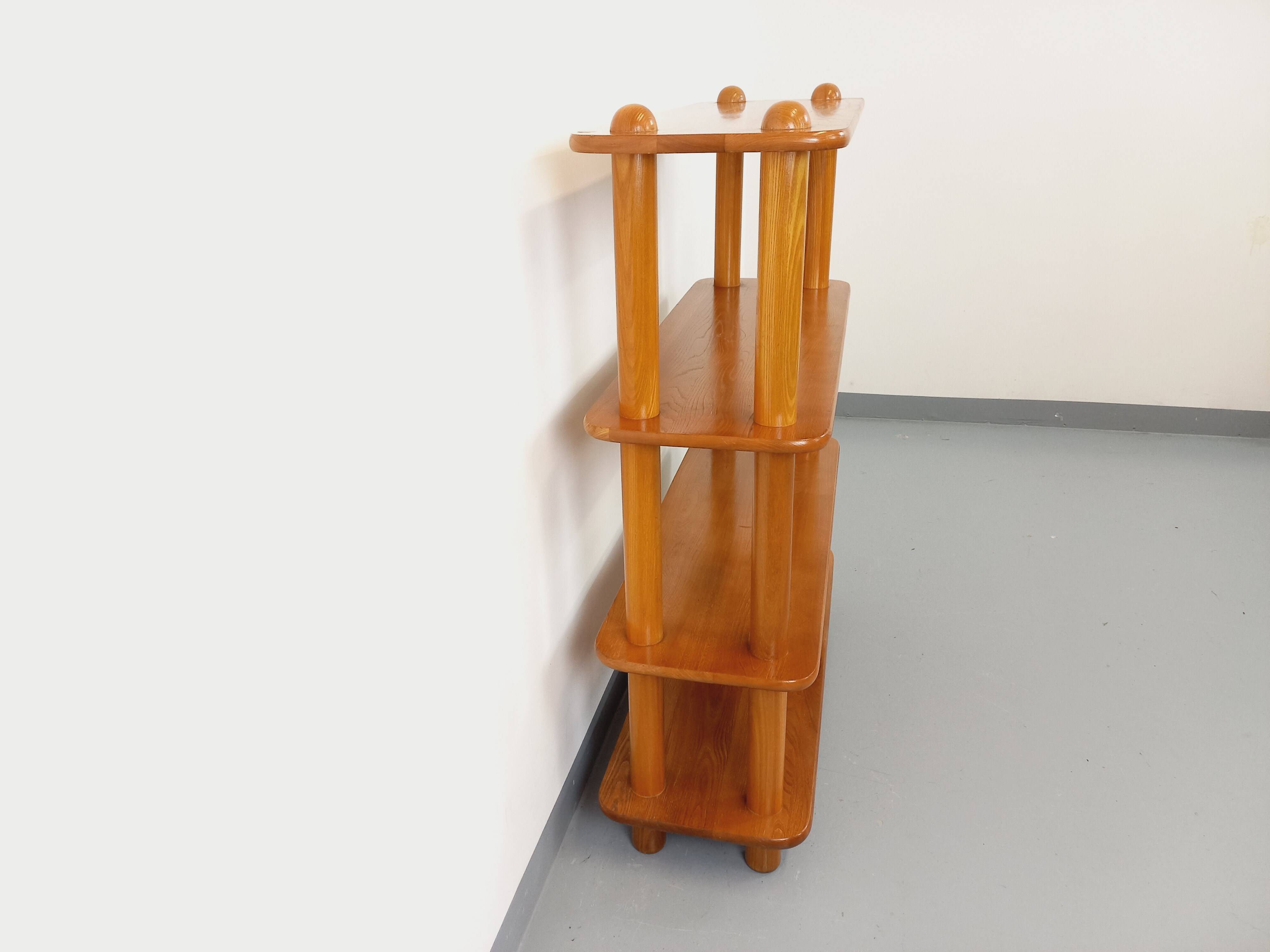 Bibliothèque étagère vintage en orme des années 80