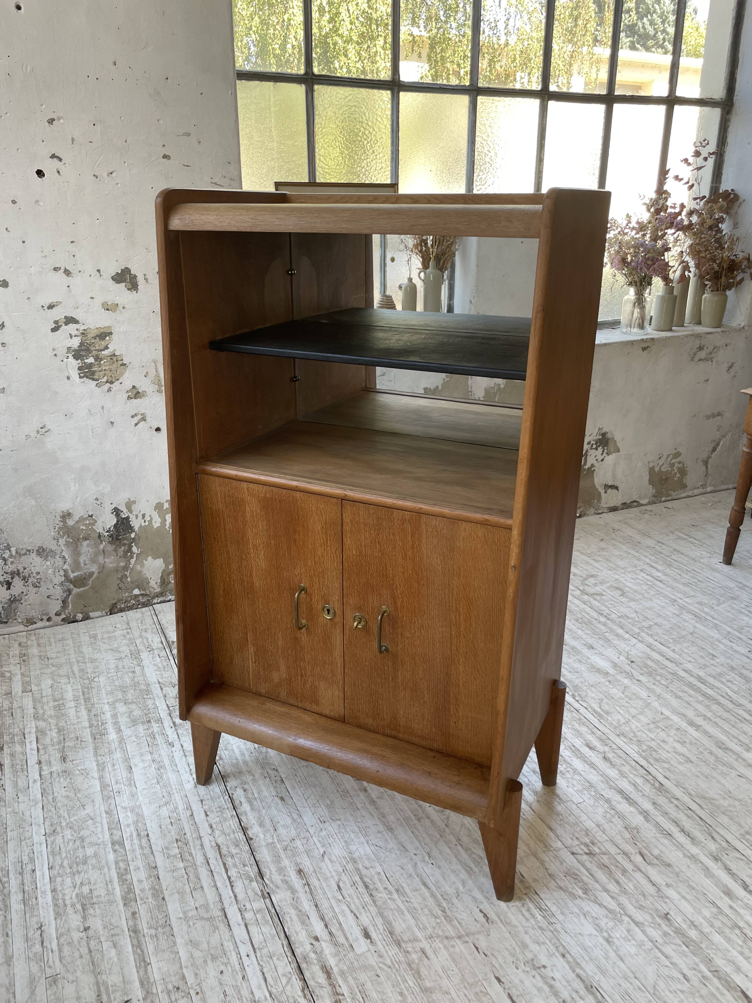 Meuble de rangement secrétaire chêne années 60
