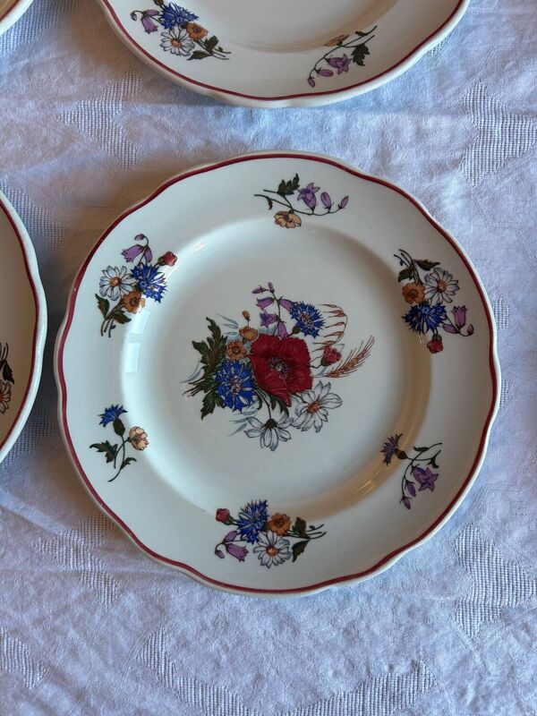 Lot de 6 assiettes vintage Saint-Clément – Décor floral – Très bon éta