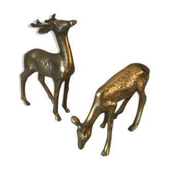 Deer and his deer in vintage brass