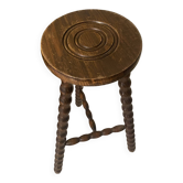 Tabouret haut en bois sculpté