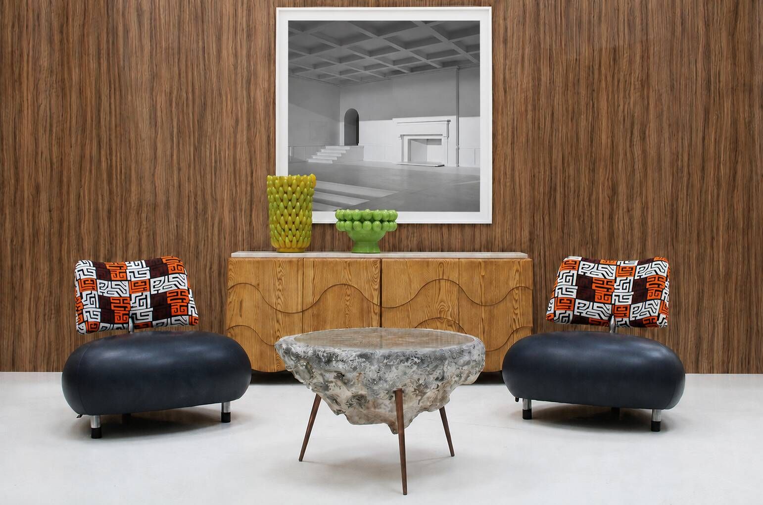 Pallone Armchairs by Roy de Scheemaker, Leather & Fabric, 1989