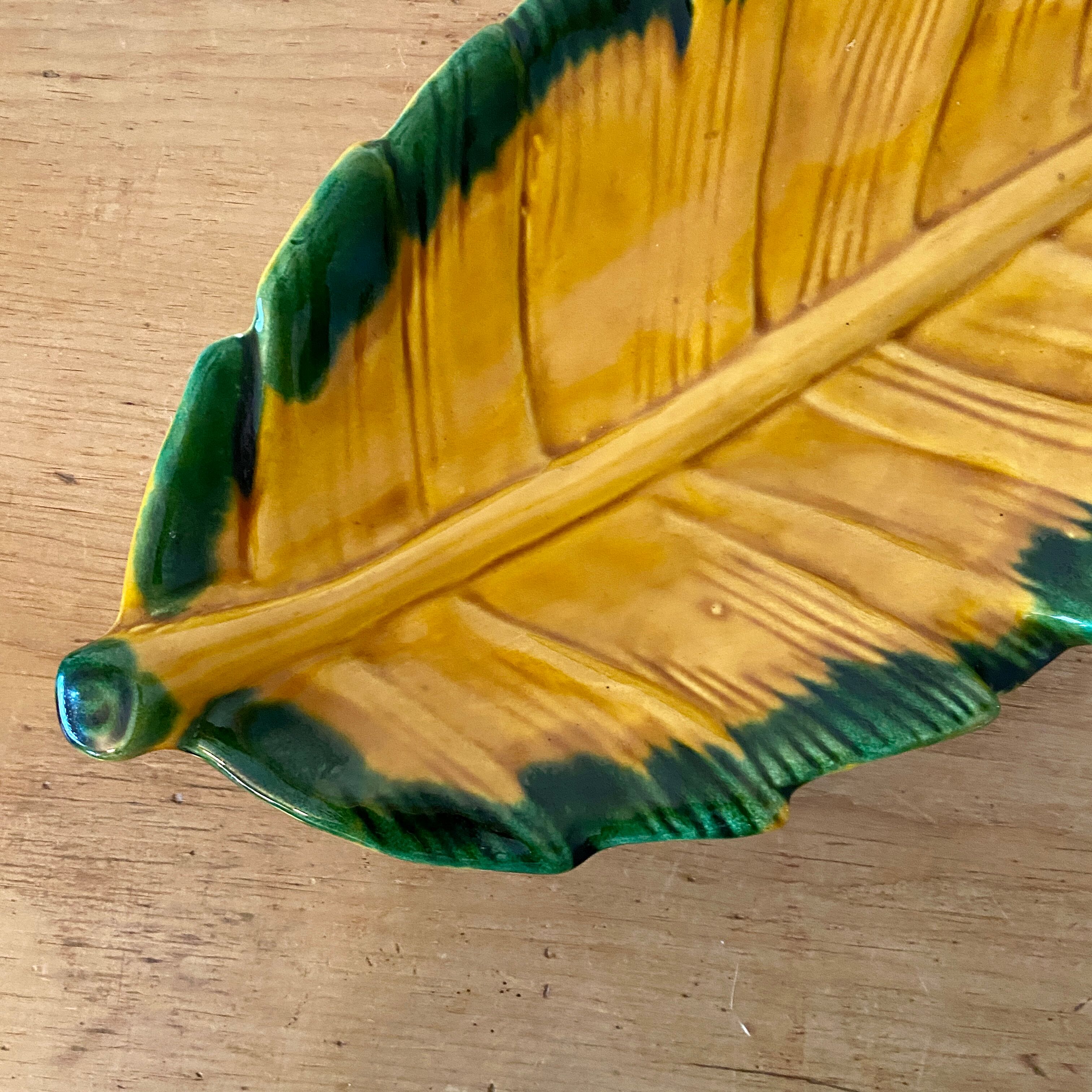 Vintage leaf-shaped dish by Vallauris