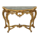 French Louis XV Style Console Gold Leaf Gilded Wood and Marble