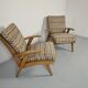 Paire de fauteuils vintage bois tissus 1960s