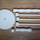 Bath towel rack in white wood, three bars.