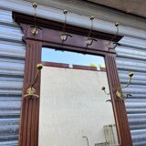 Antique hall coat rack – mirror, hooks & umbrella stand