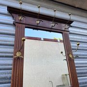 Antique hall coat rack – mirror, hooks & umbrella stand