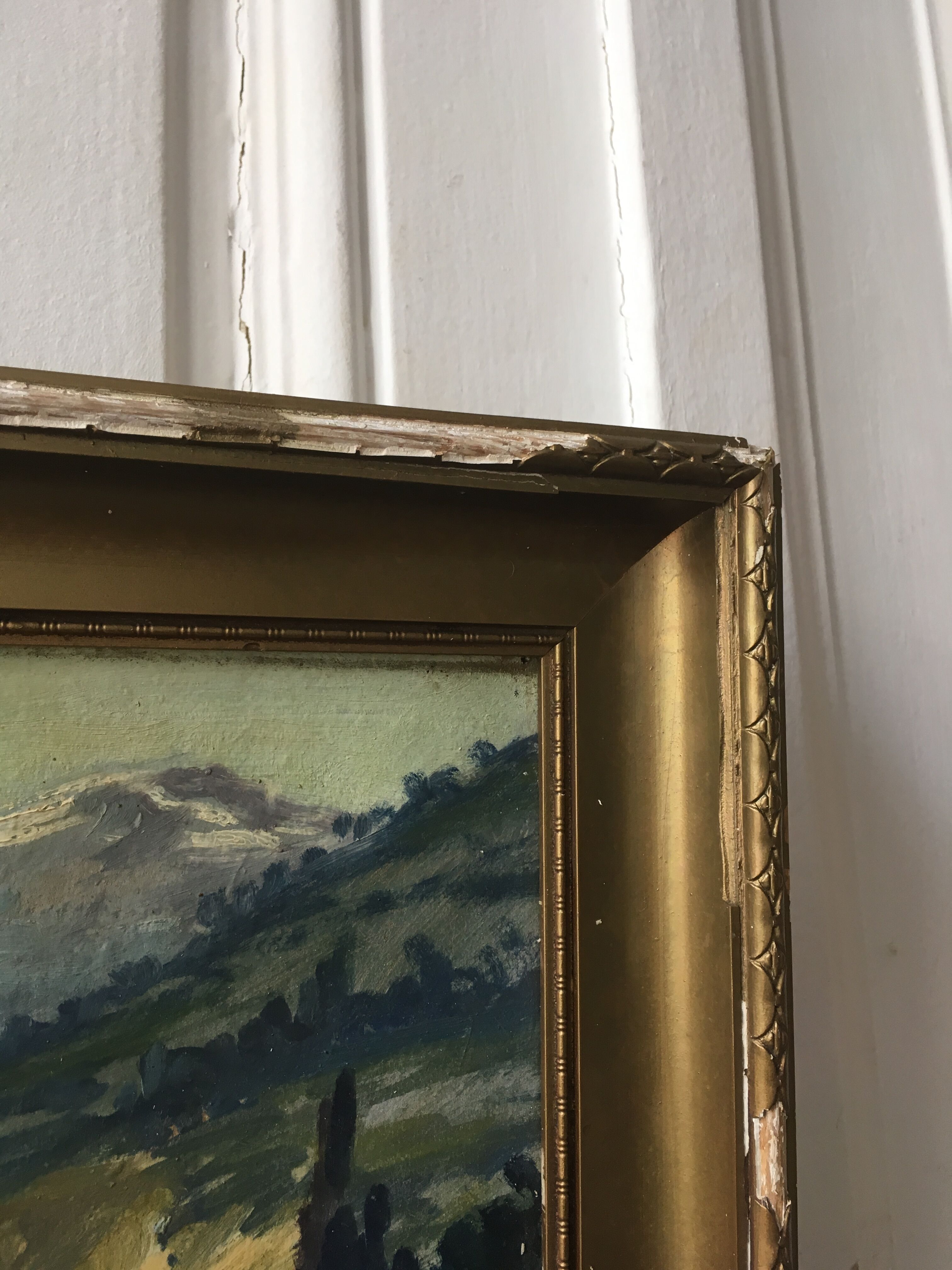 Painting oil mountain landscape