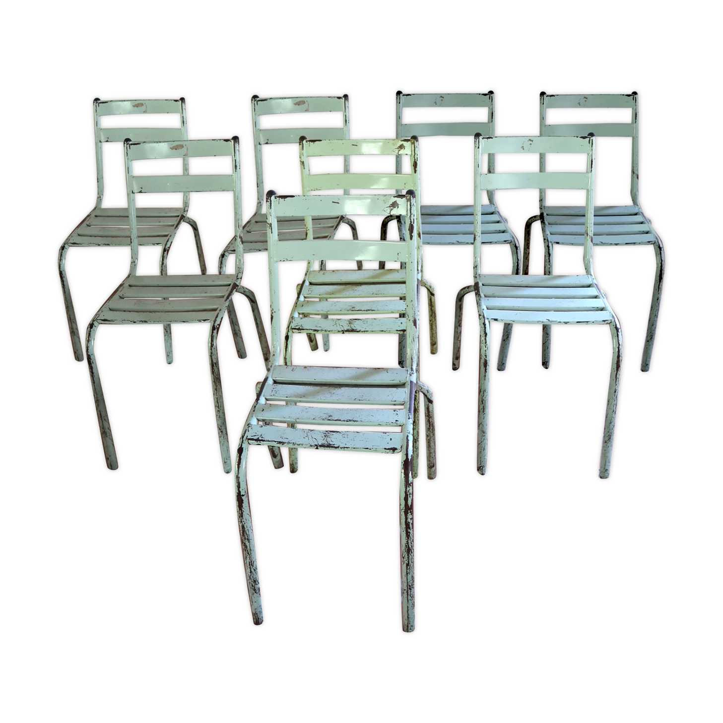 Set of 8 Art Prog metal garden chairs
