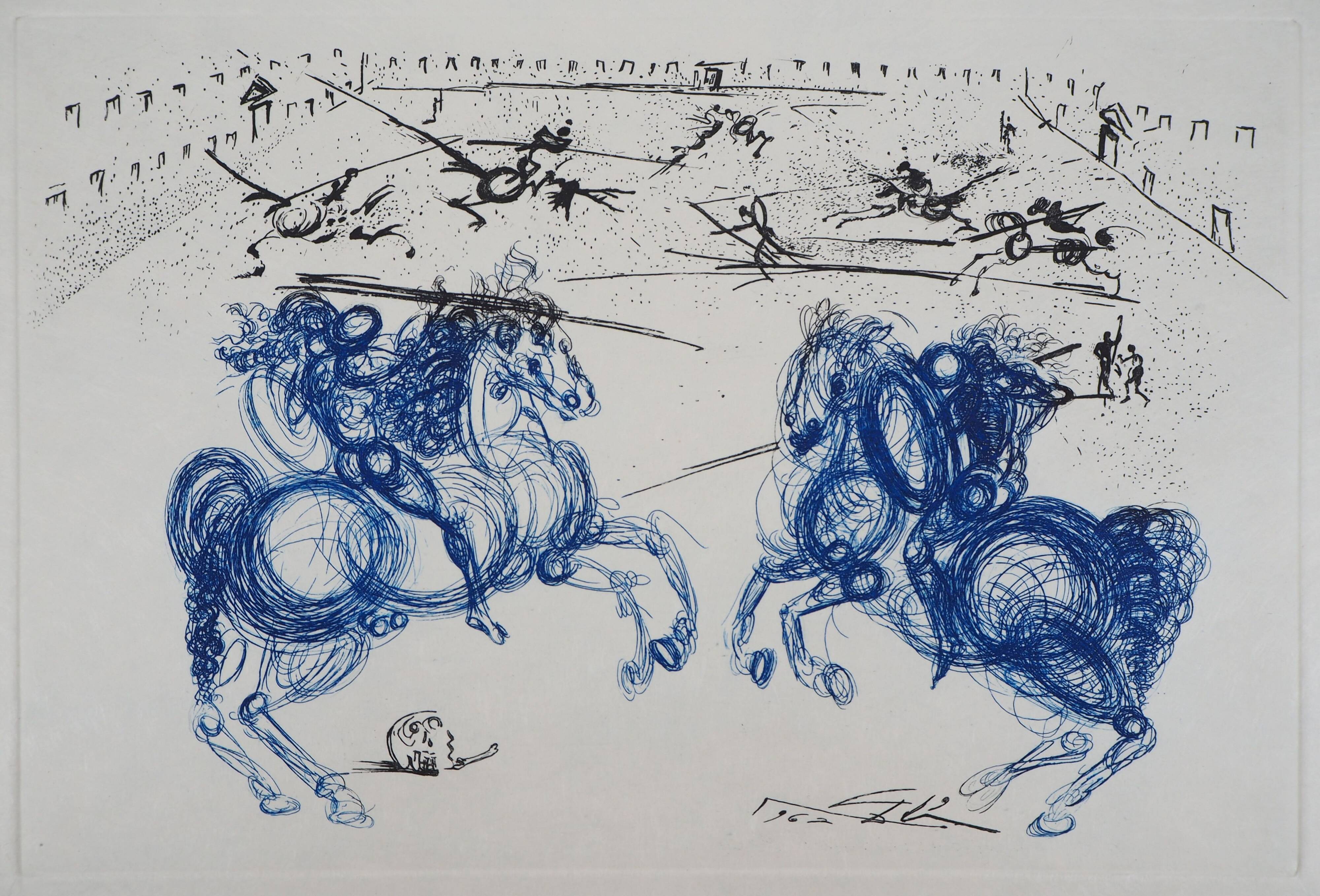 Salvador Dali: The Blue Riders, original signed etching