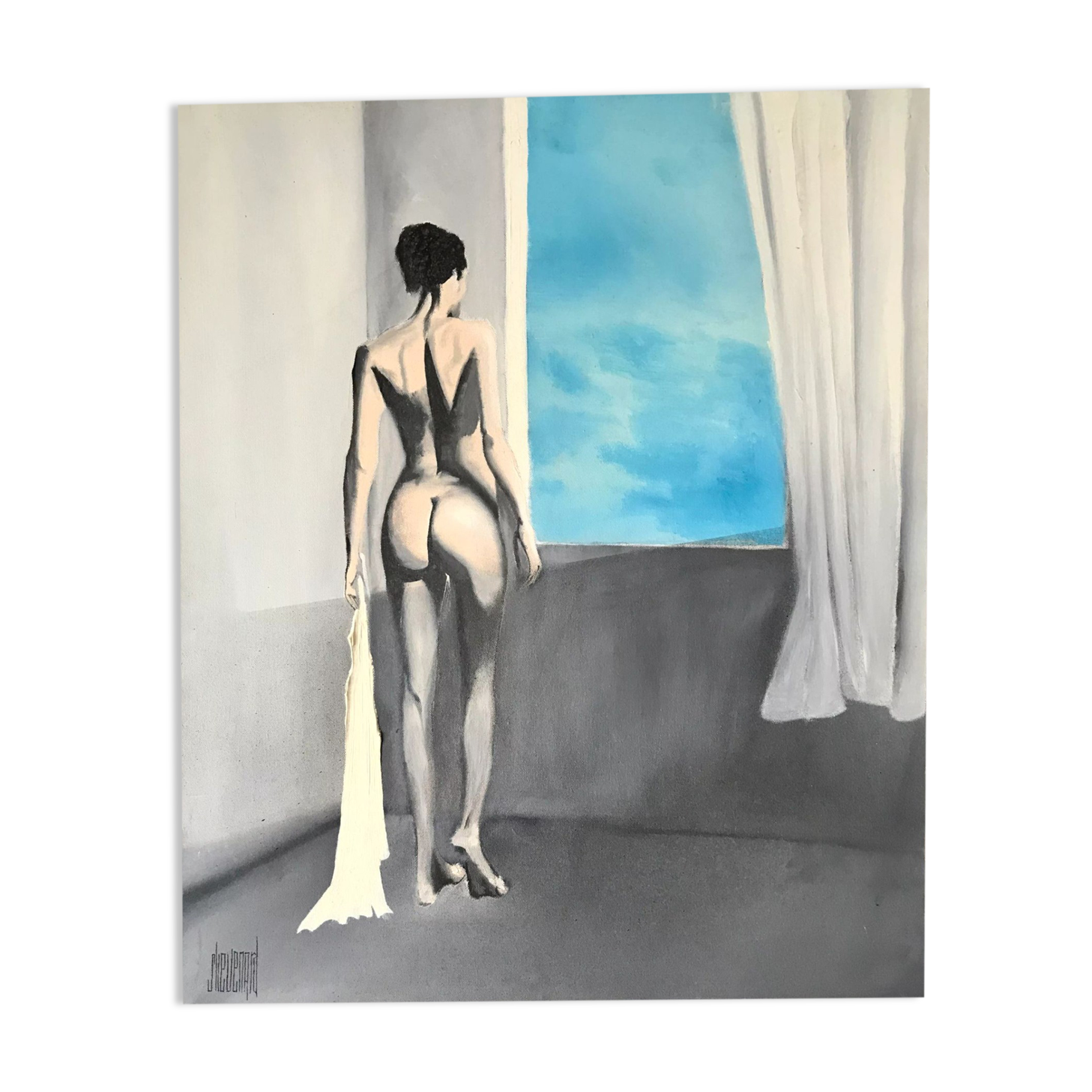 Oil on canvas vintage nude woman