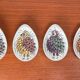 Small oyster or Danish sauce plates from the mid-century by Beth Breyen for Royal Copenhagen, set of 4.