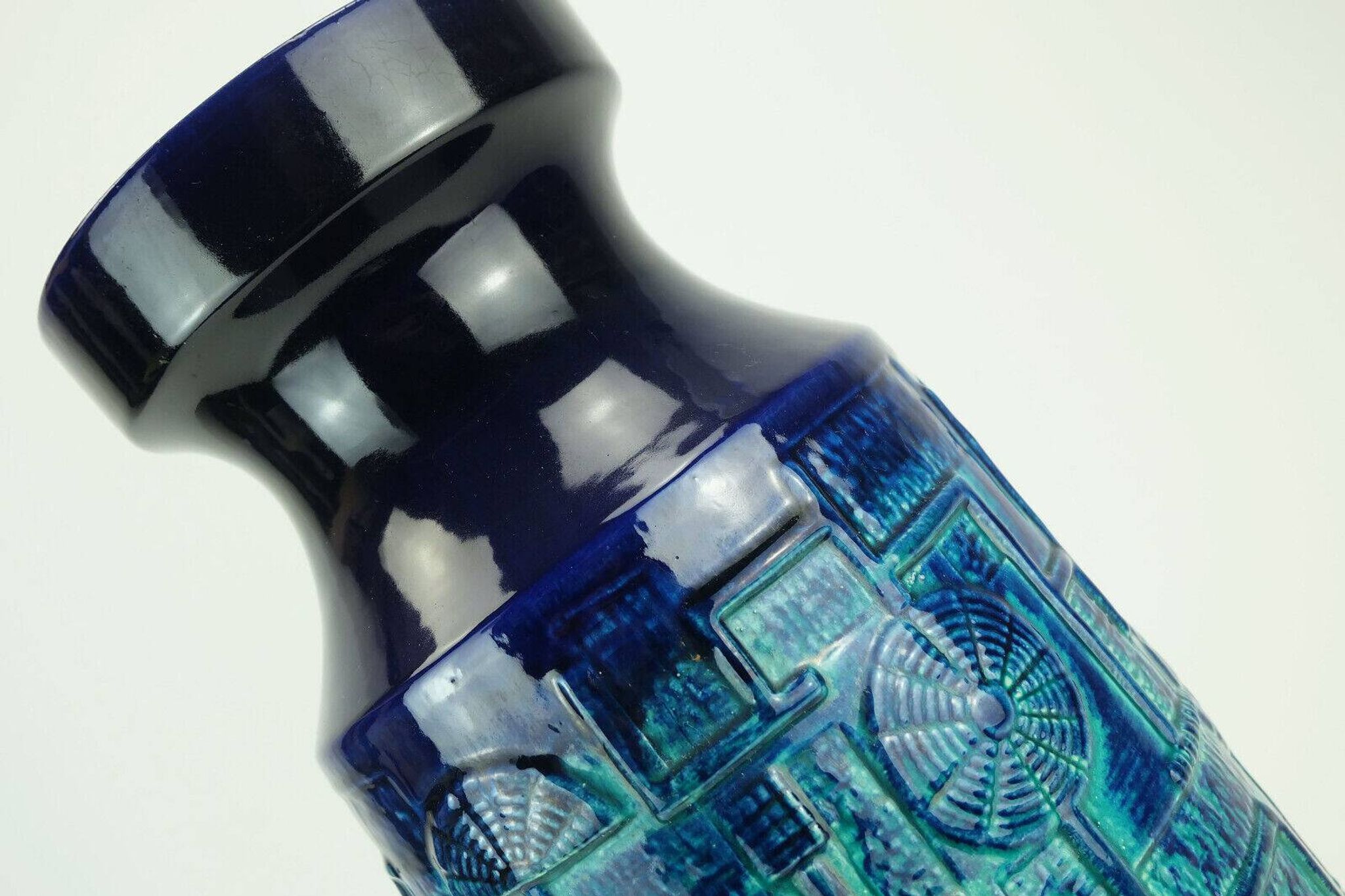1960s bay keramik FLOOR VASE bodo mans decor 'narvik' blue and turquoise 956-45