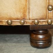 Edwardian Style Leather Two-Seater Sofa with Studs