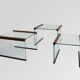 Set of 3 nesting tables in tempered glass and rosewood, Gallotti