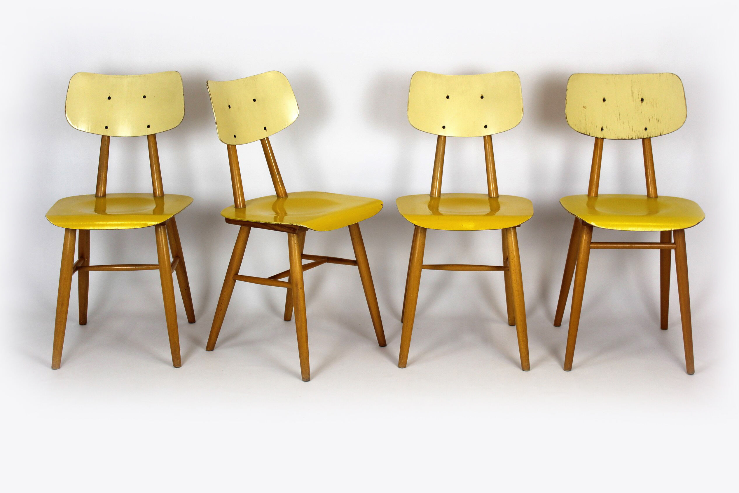 Set of 4 vintage wooden dining chairs from Ton 1960s