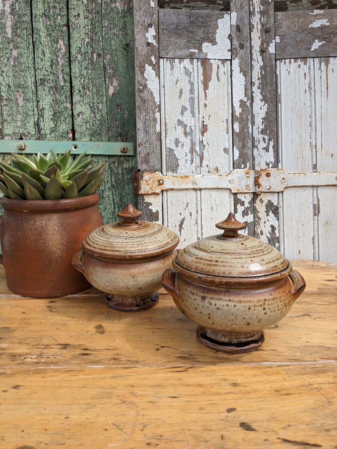 Artisanal stoneware tureen bowls