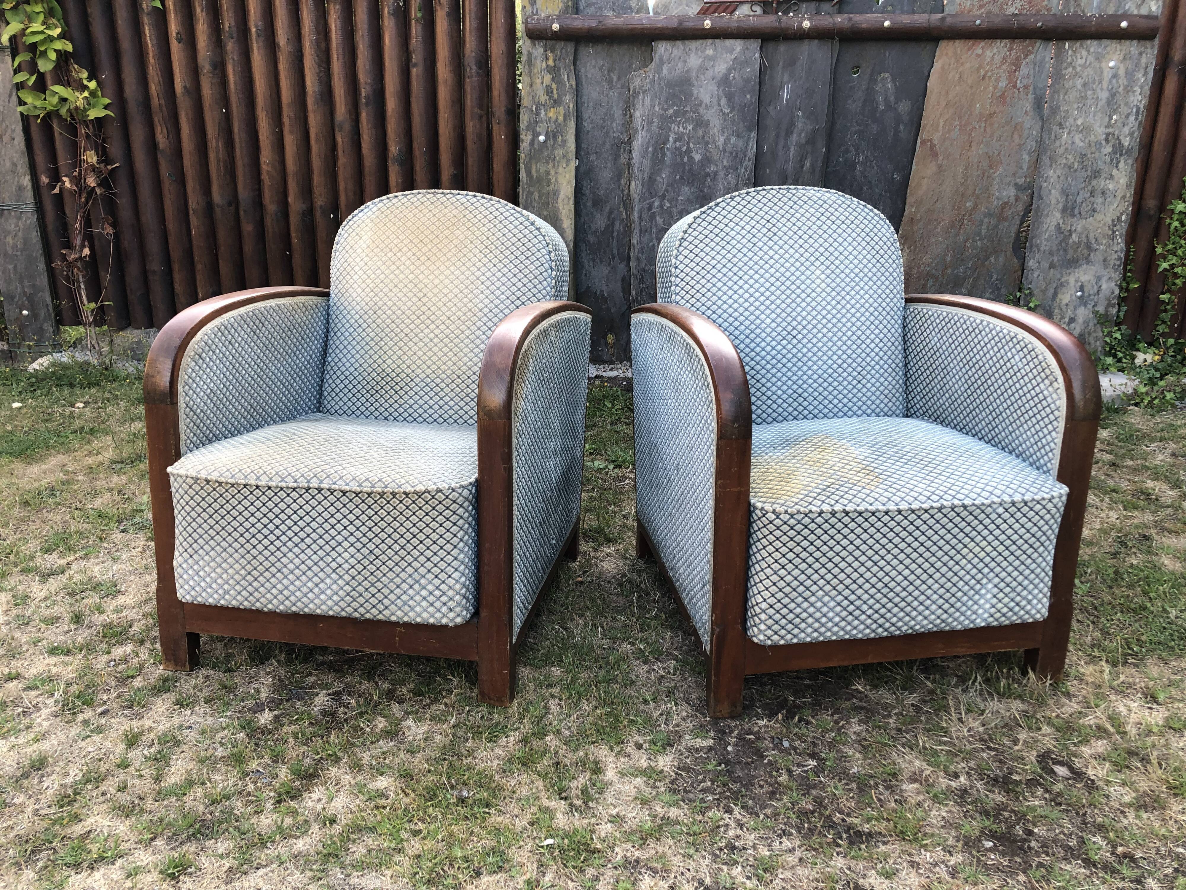Duo de fauteuils club vintage
