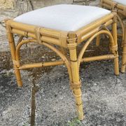4 tabourets vintage bambou et rotin – années 60/70