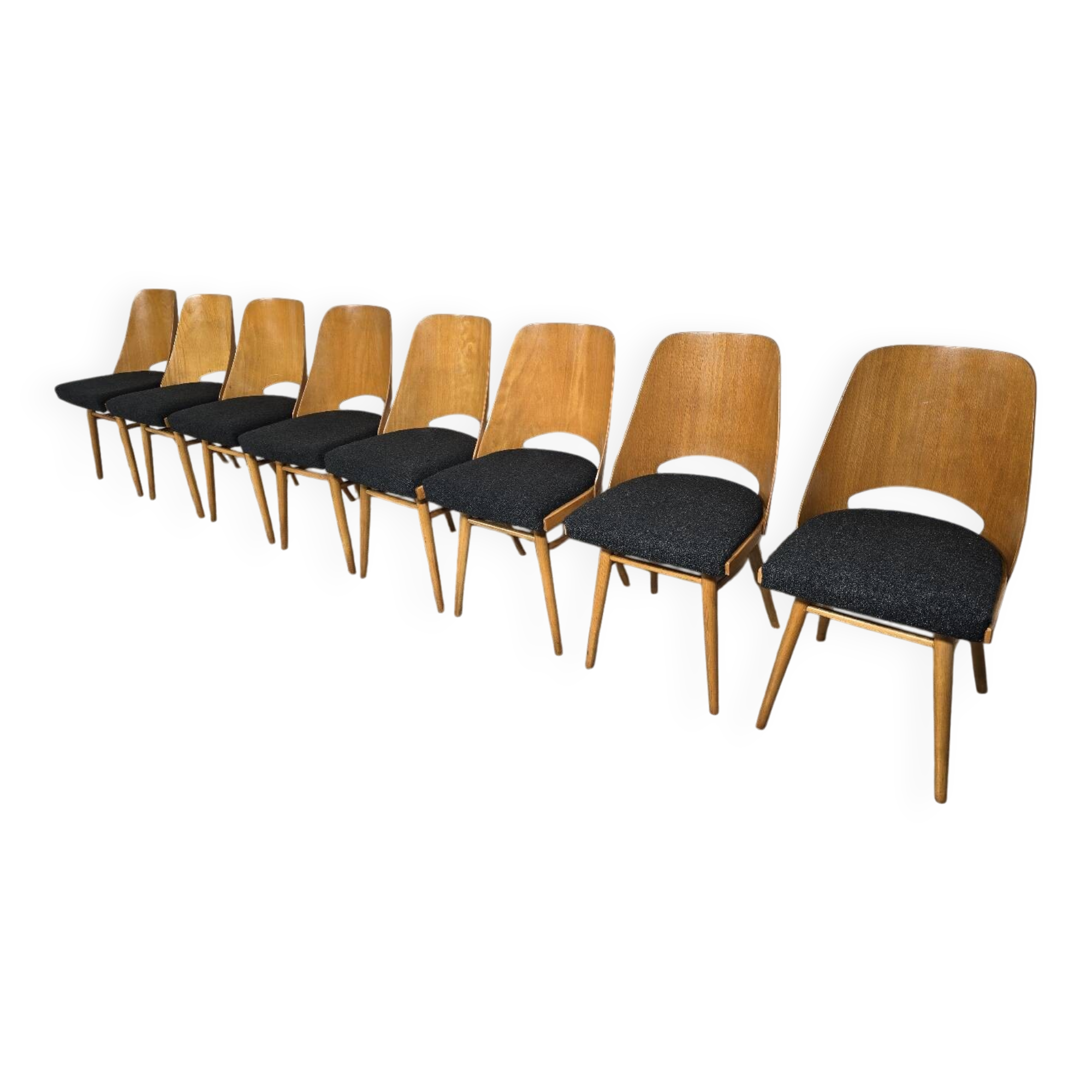 Dining Chairs by Radomir Hoffman for Ton, 1950s, Set of 8