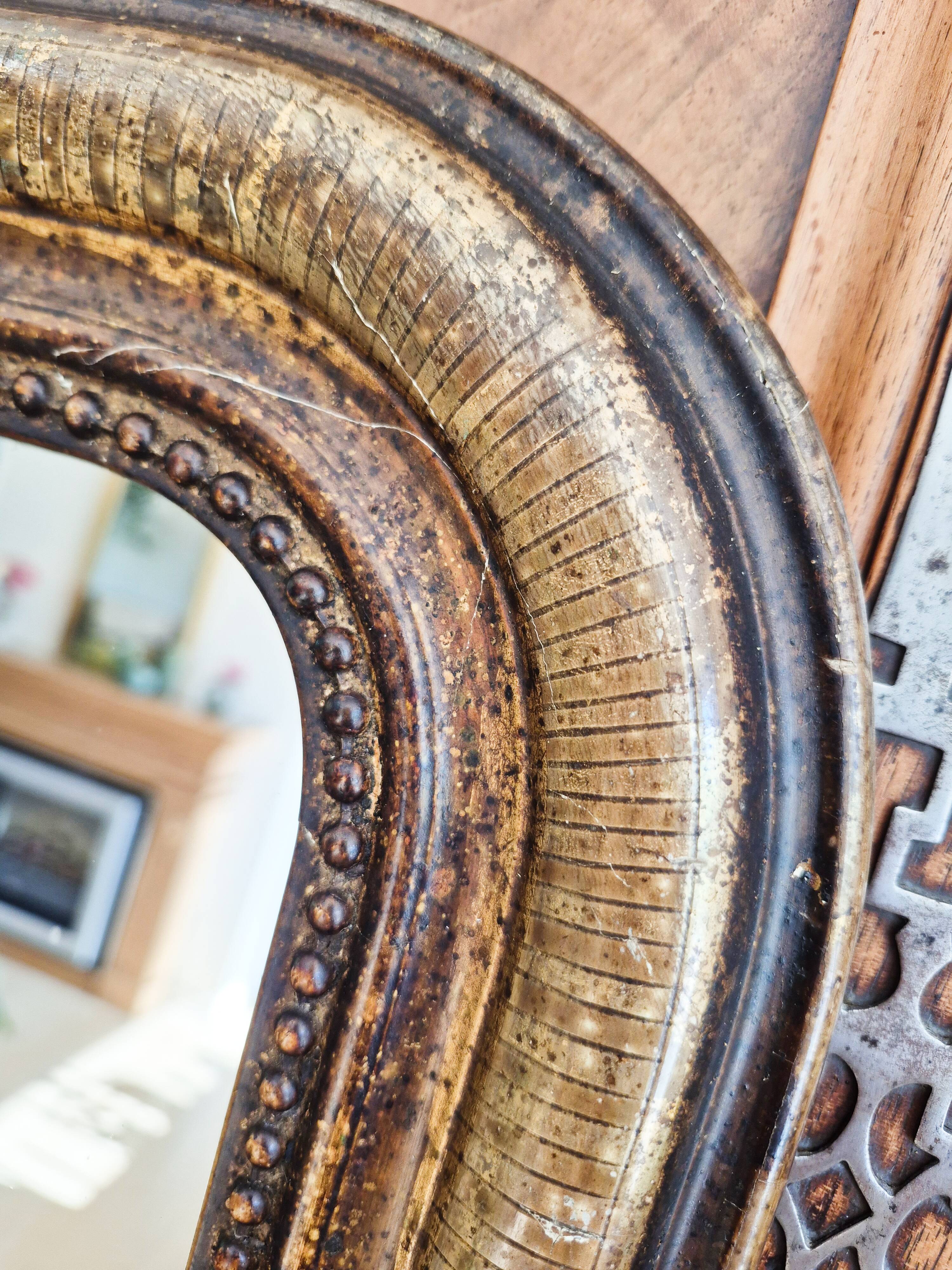 Antique Louis Philippe mirror, black and gold, 62 x 49 cm