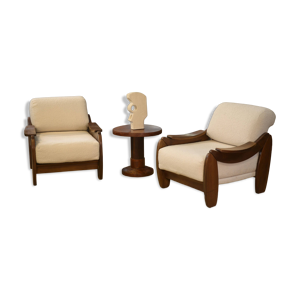 Paire de fauteuils brutalistes - acajou