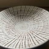 Glazed stoneware soup plate – textured radial decoration – wabi sabi style