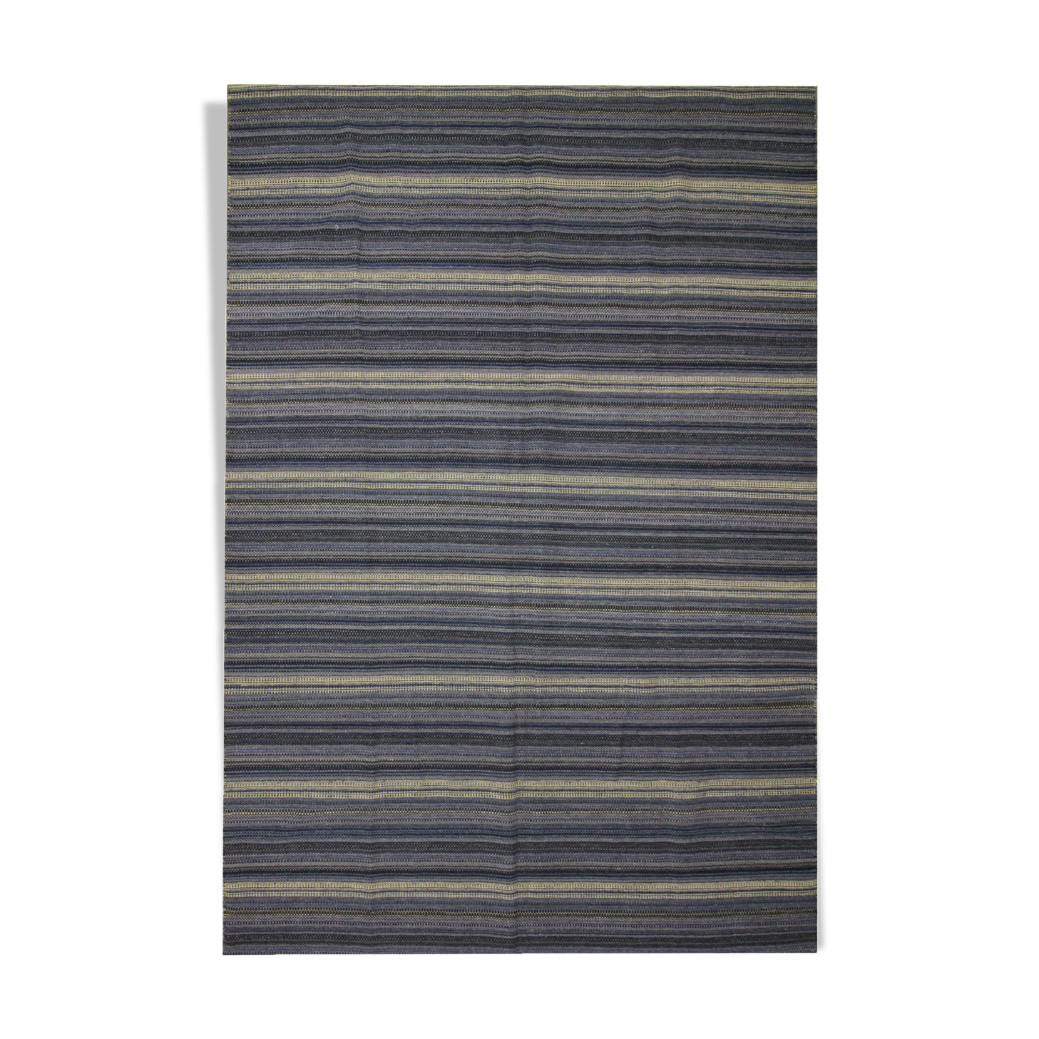 Modern Blue Wool Kilim Area Rug Handmade Flat-Woven Rug- 183x275cm