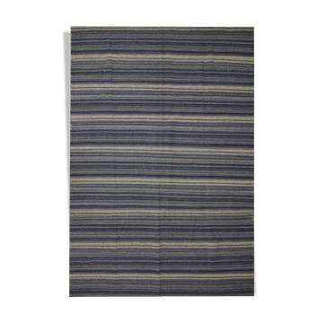 Modern Blue Wool Kilim Area Rug Handmade Flat-Woven Rug- 183x275cm