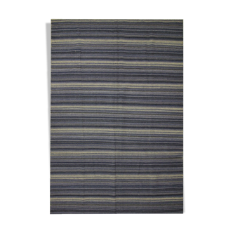 Modern Blue Wool Kilim Area Rug Handmade Flat-Woven Rug- 183x275cm