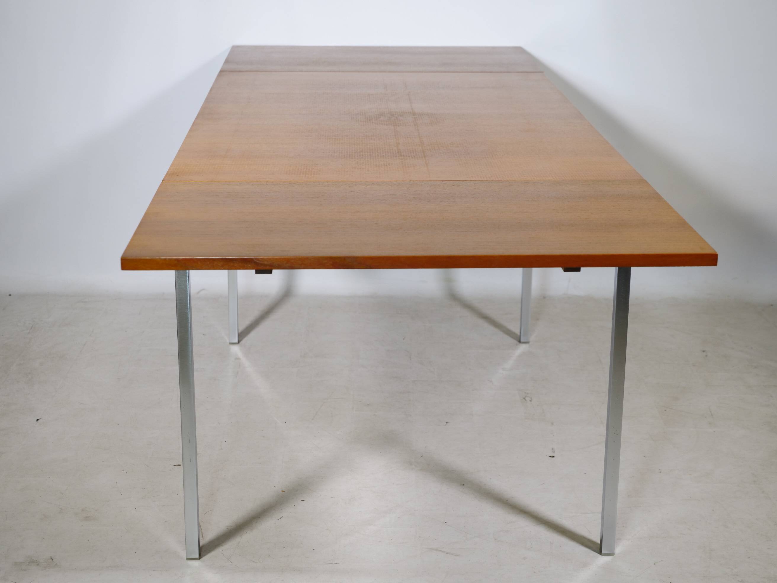 Mid Century Walnut Dining Table with Chrome Base, 1960s
